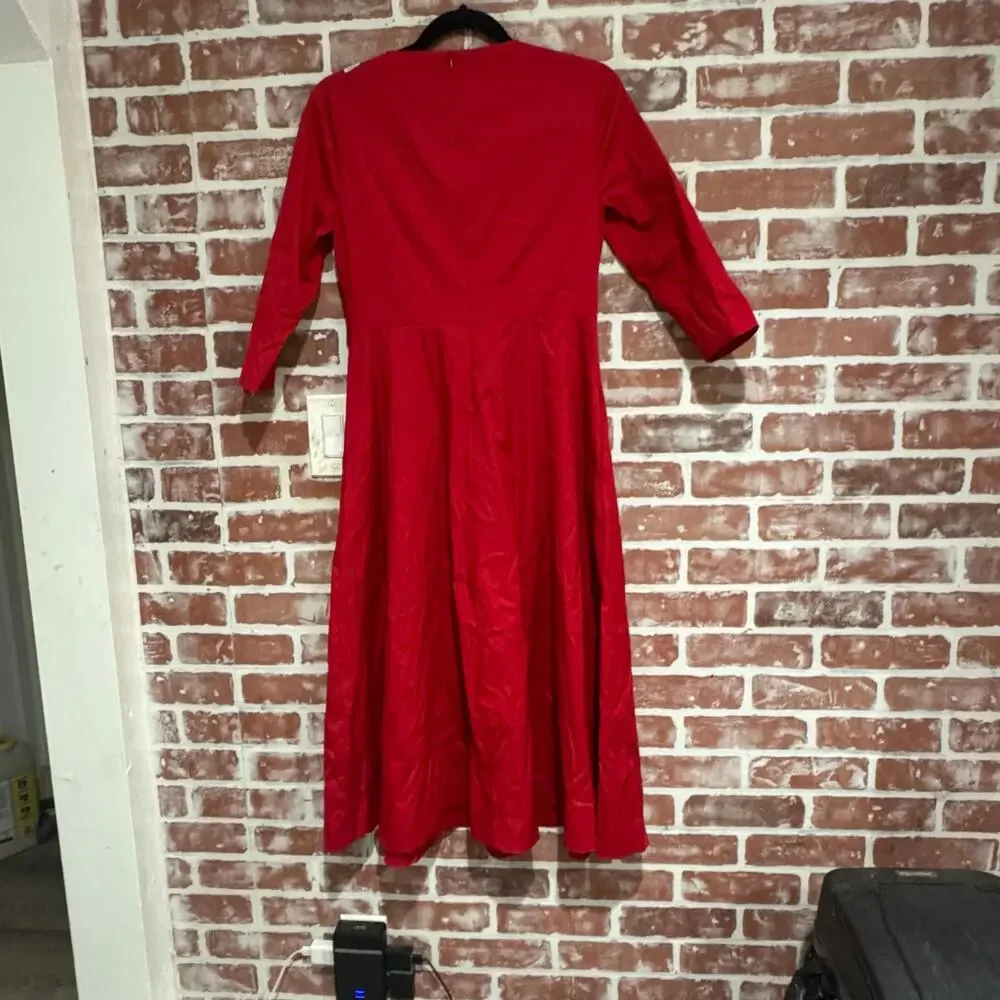 NWT MaxMara Viviana Red Fit & Flare Midi Dress Size 4 / IT38 - Picture 2 of 9